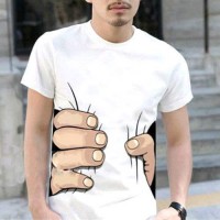 T-shirt manches courtes Illusion d'optique Grande main Fashion Cool